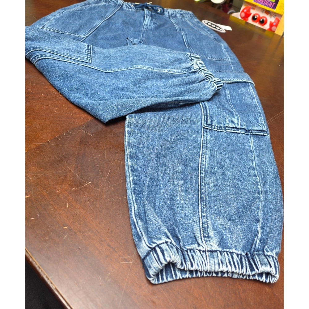 Scoop Relaxed Utility Jogger Jeans Medium Wash Barrel Leg Cargo Denim Sm 4/6 NWT